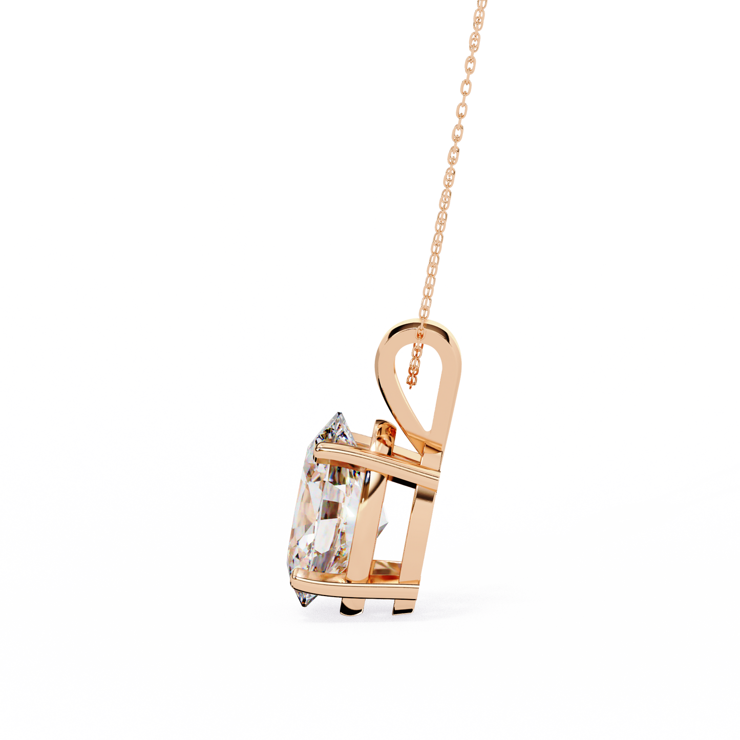 Oval Diamond Solitaire Pendant with 4-Prong Setting