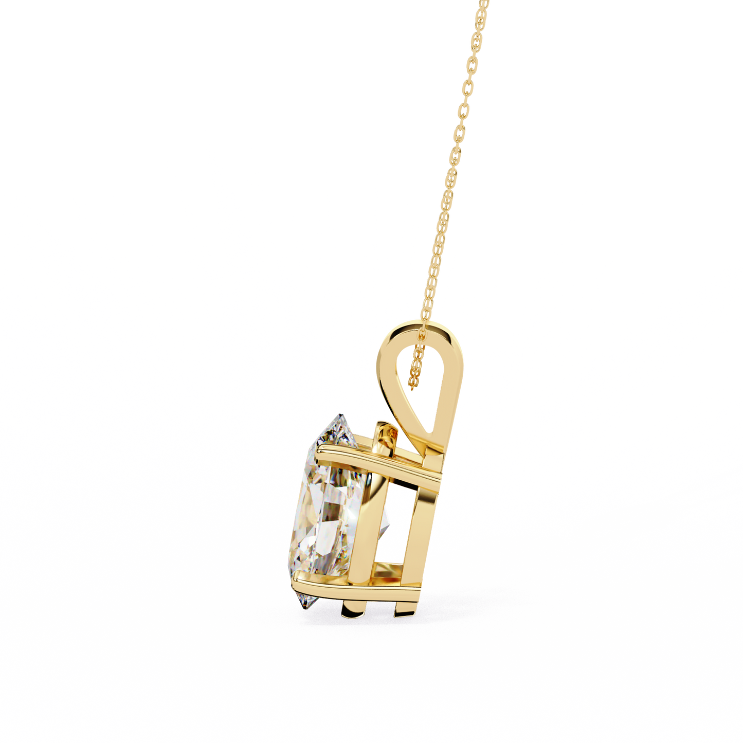 Oval Diamond Solitaire Pendant with 4-Prong Setting