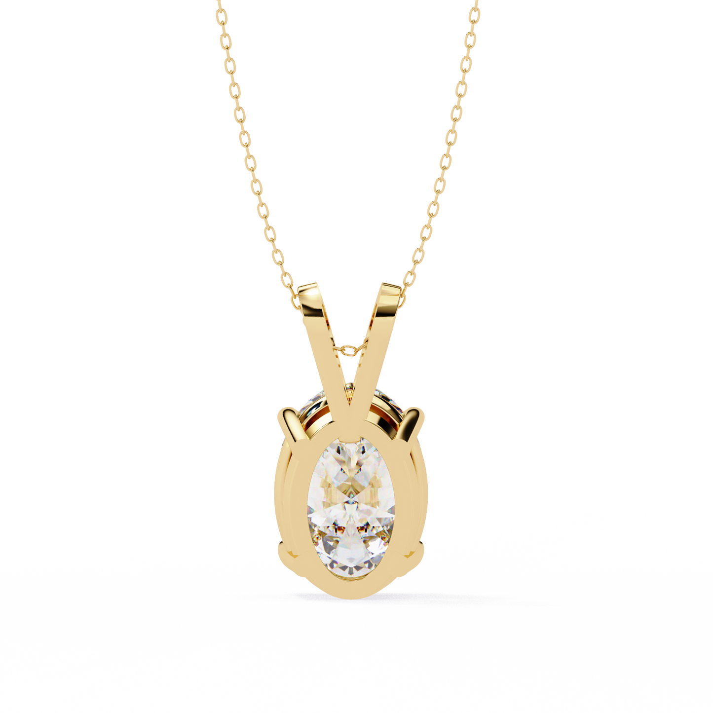 Oval Diamond Solitaire Pendant with 4-Prong Setting