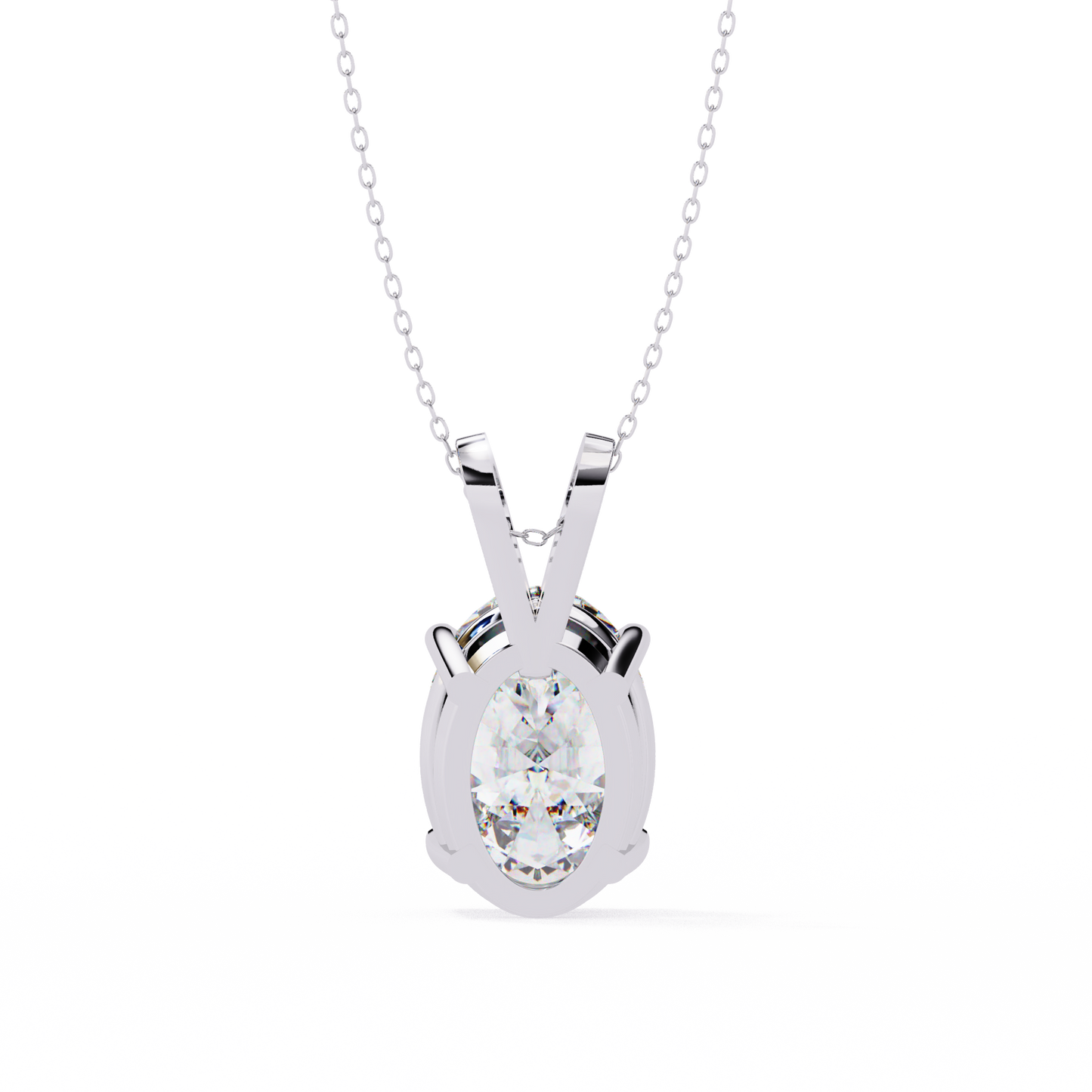 Oval Diamond Solitaire Pendant with 4-Prong Setting