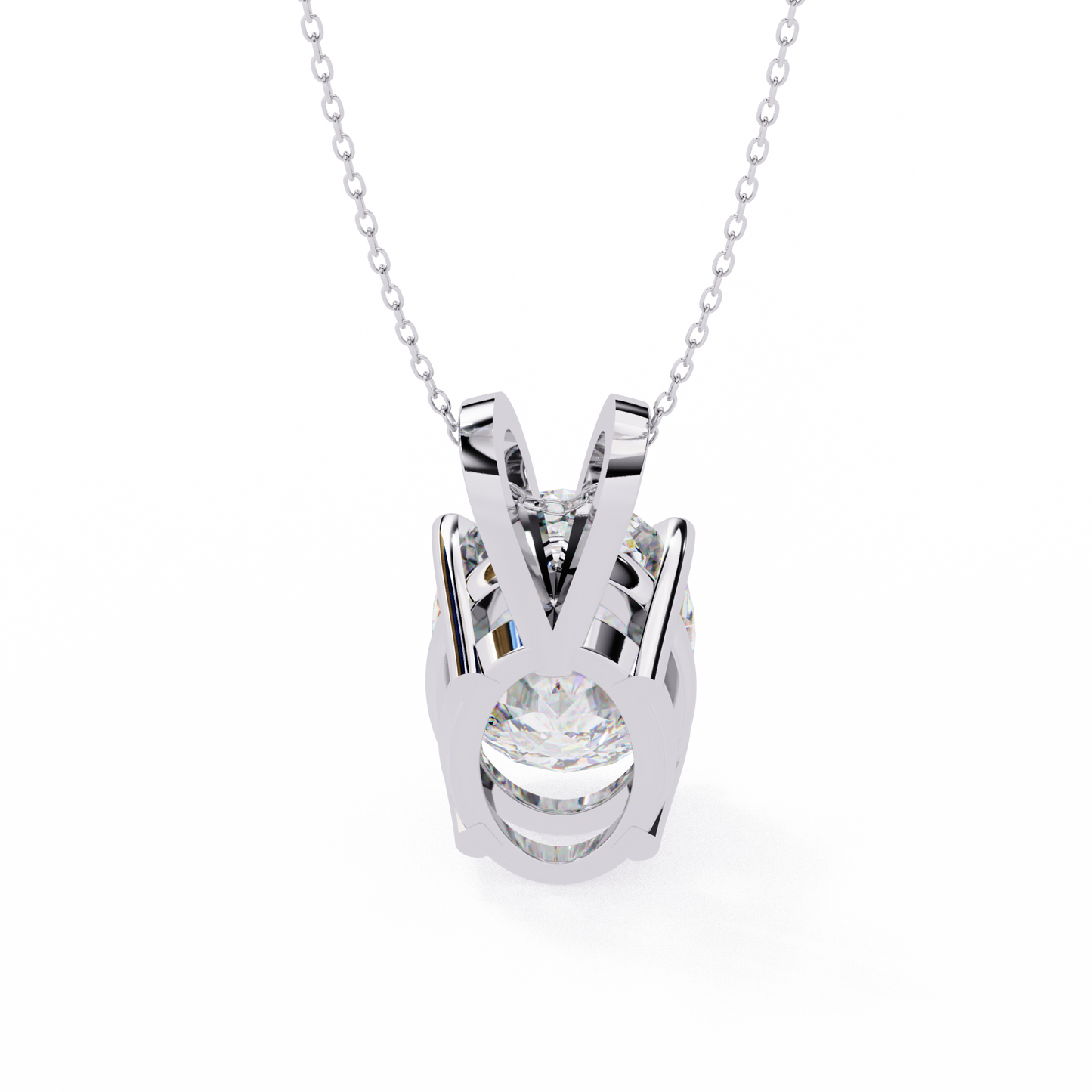 Oval Diamond Solitaire Pendant with 4-Prong Setting