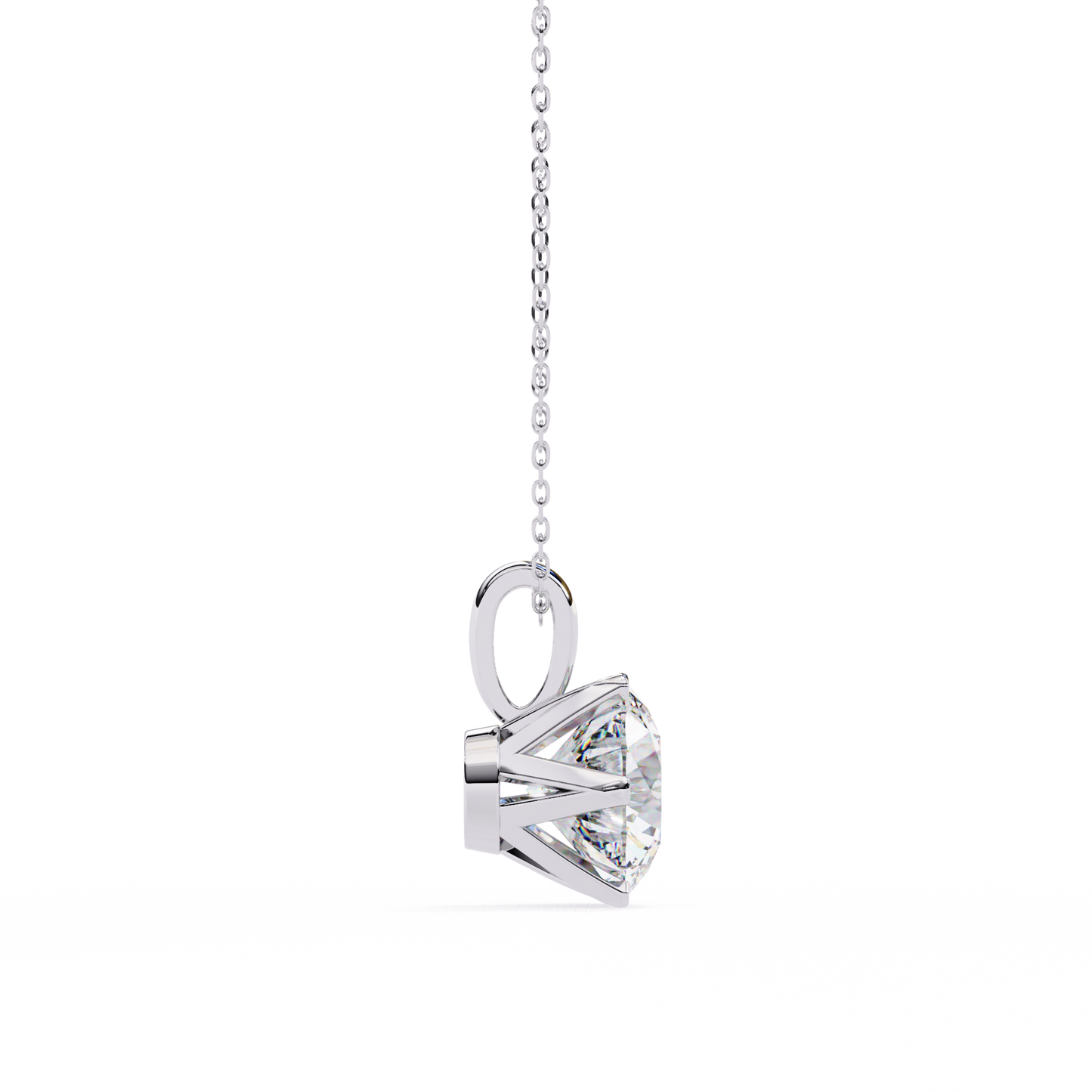Petal Solitaire Diamond Necklace | 6-Prong Round Pendant
