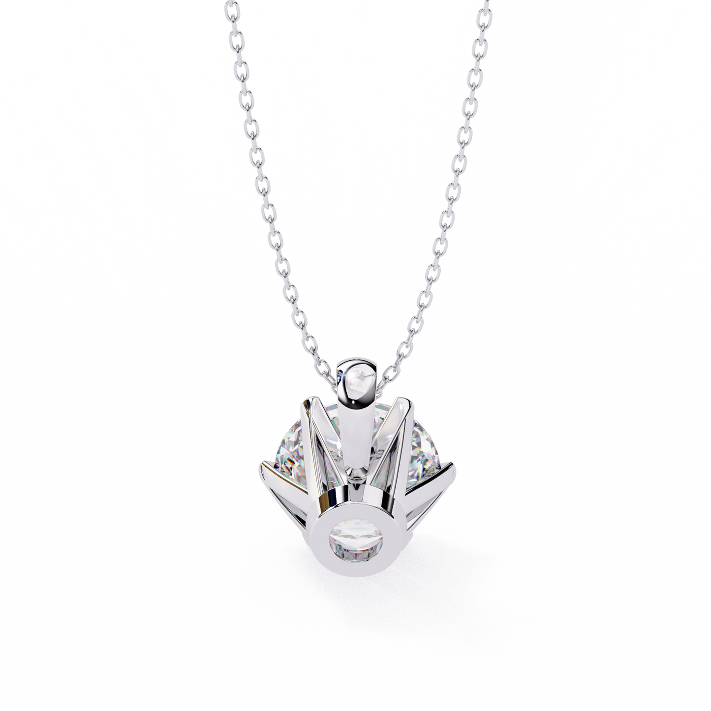 Petal Solitaire Diamond Necklace | 6-Prong Round Pendant