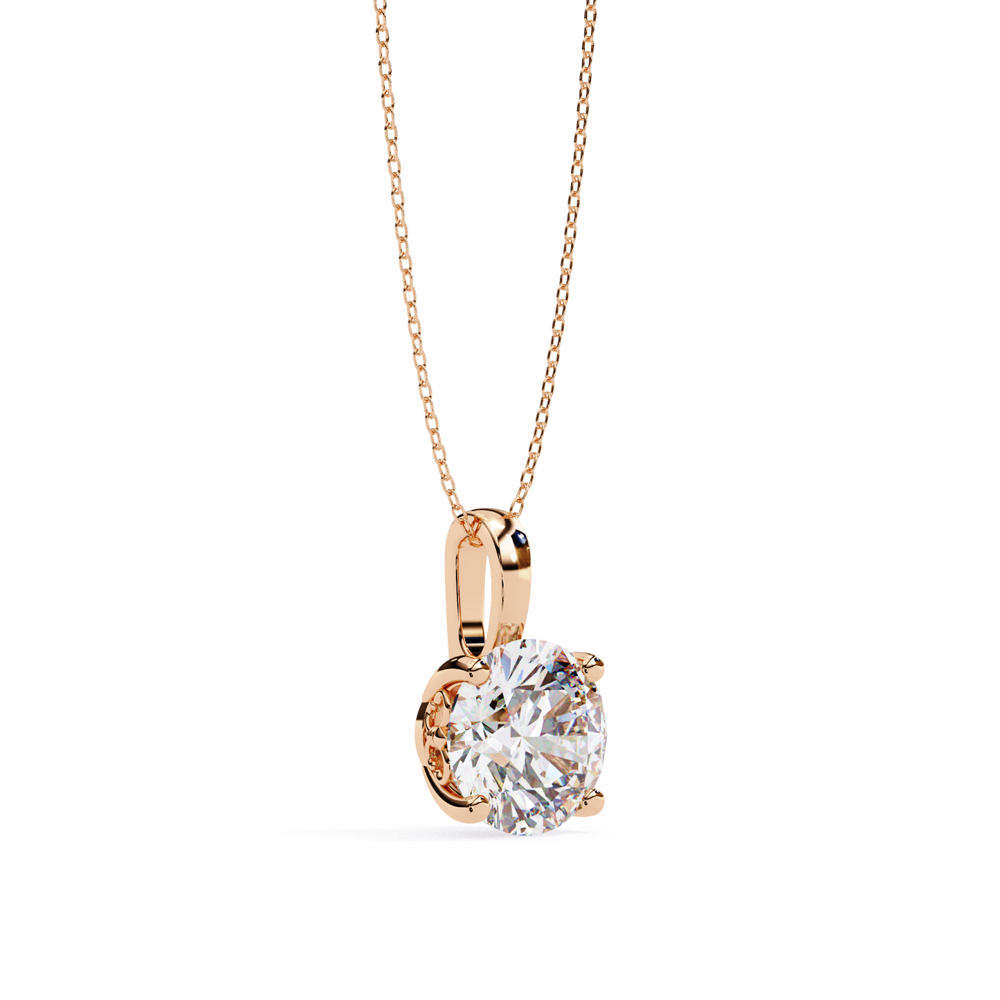 Floating Solitaire Diamond Necklace | Modern Round Pendant