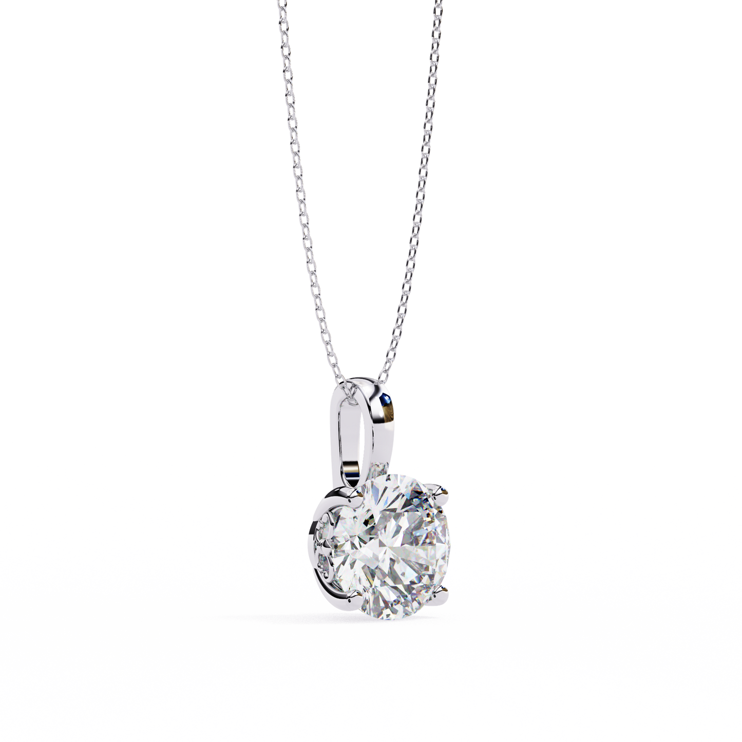 Floating Solitaire Diamond Necklace | Modern Round Pendant