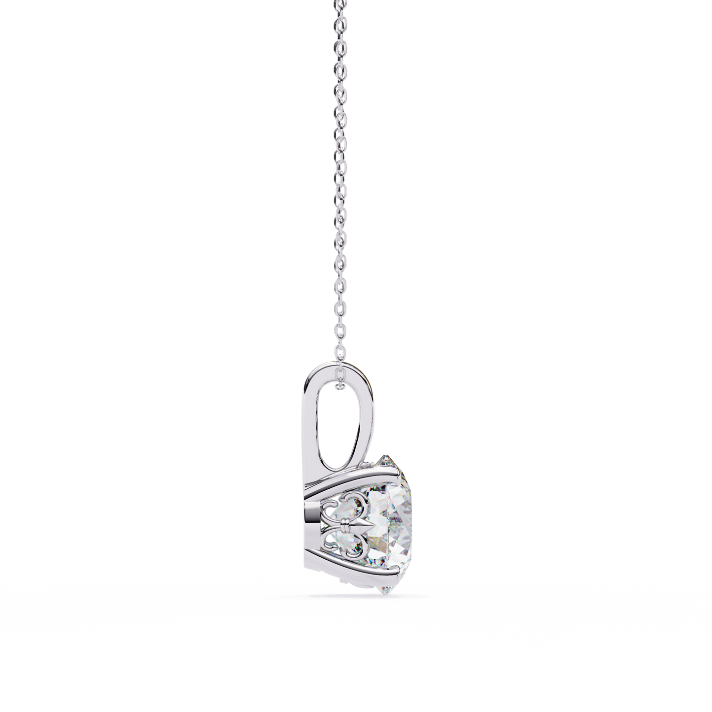 Floating Solitaire Diamond Necklace | Modern Round Pendant