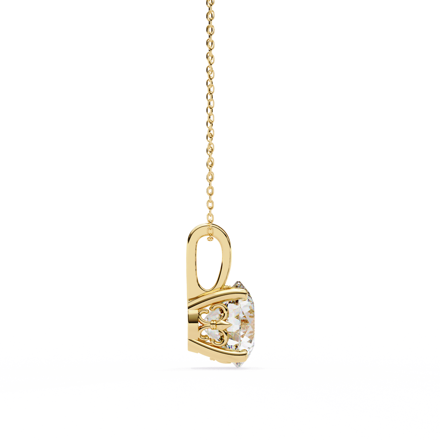 Floating Solitaire Diamond Necklace | Modern Round Pendant
