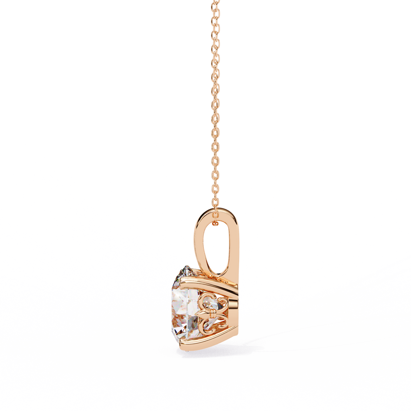Floating Solitaire Diamond Necklace | Modern Round Pendant