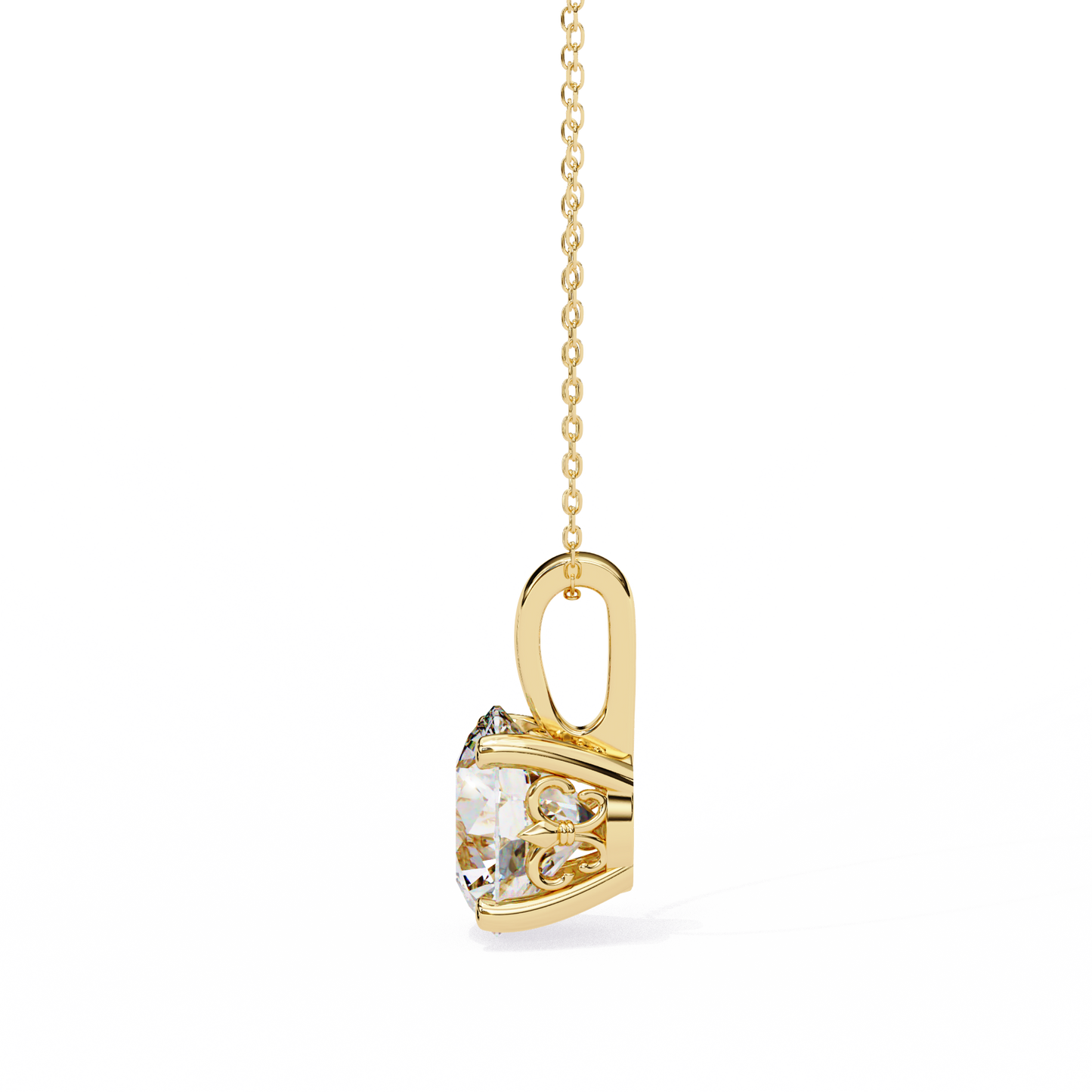 Floating Solitaire Diamond Necklace | Modern Round Pendant