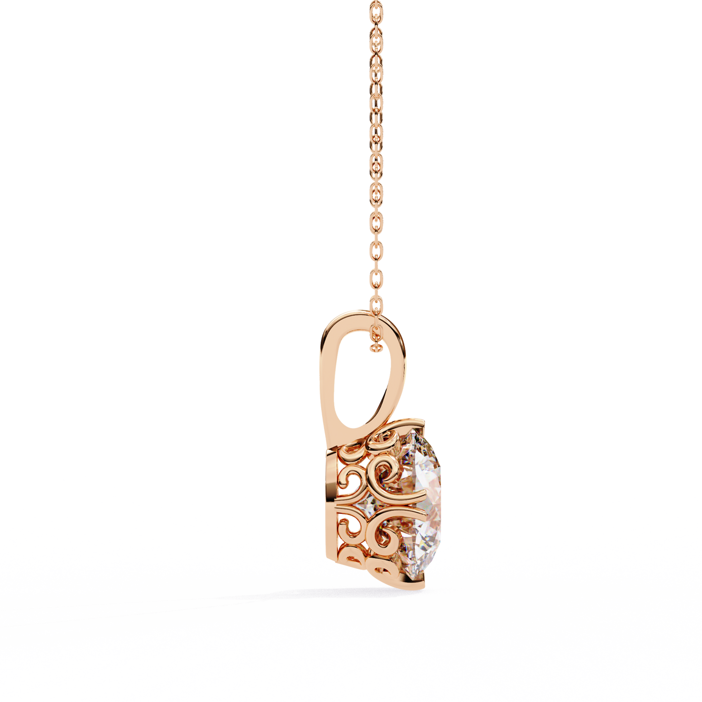 Basket Set Solitaire Necklace | Classic Round Diamond Pendant