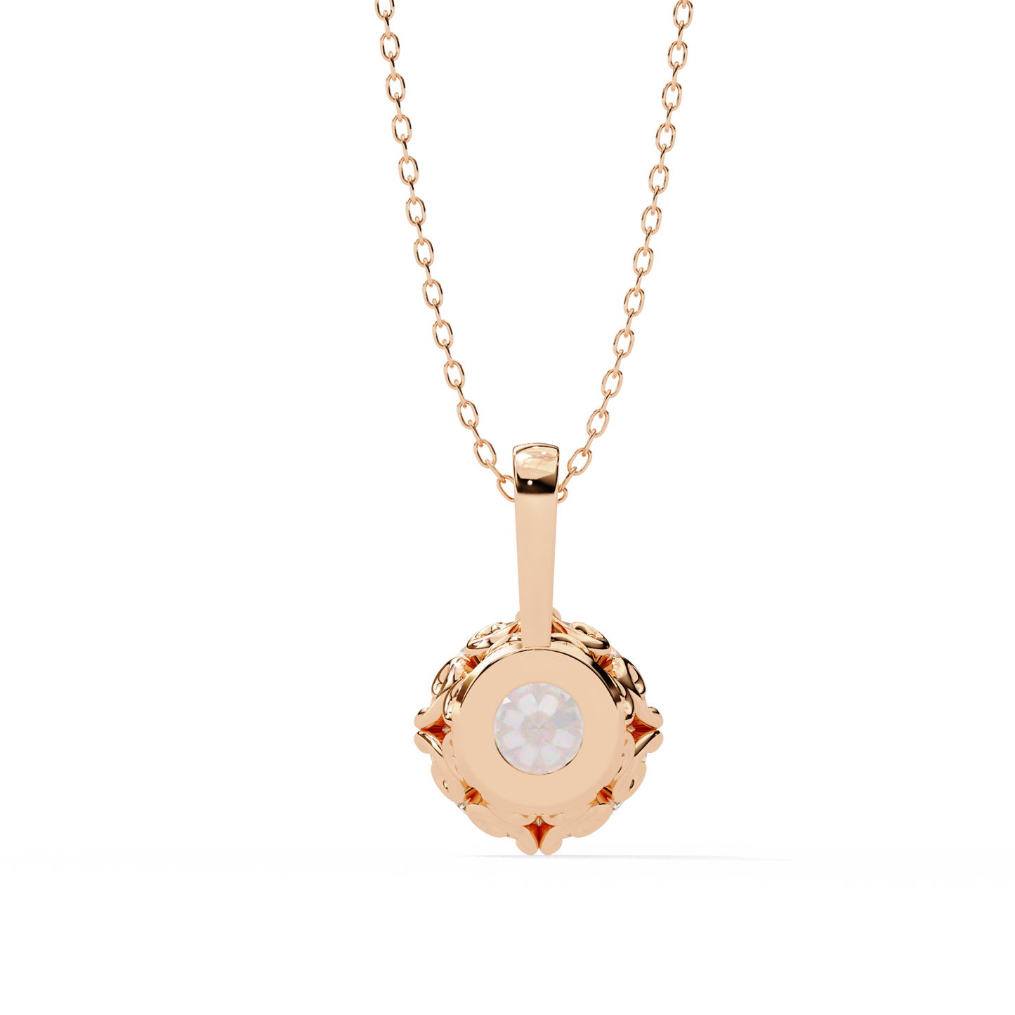 Basket Set Solitaire Necklace | Classic Round Diamond Pendant