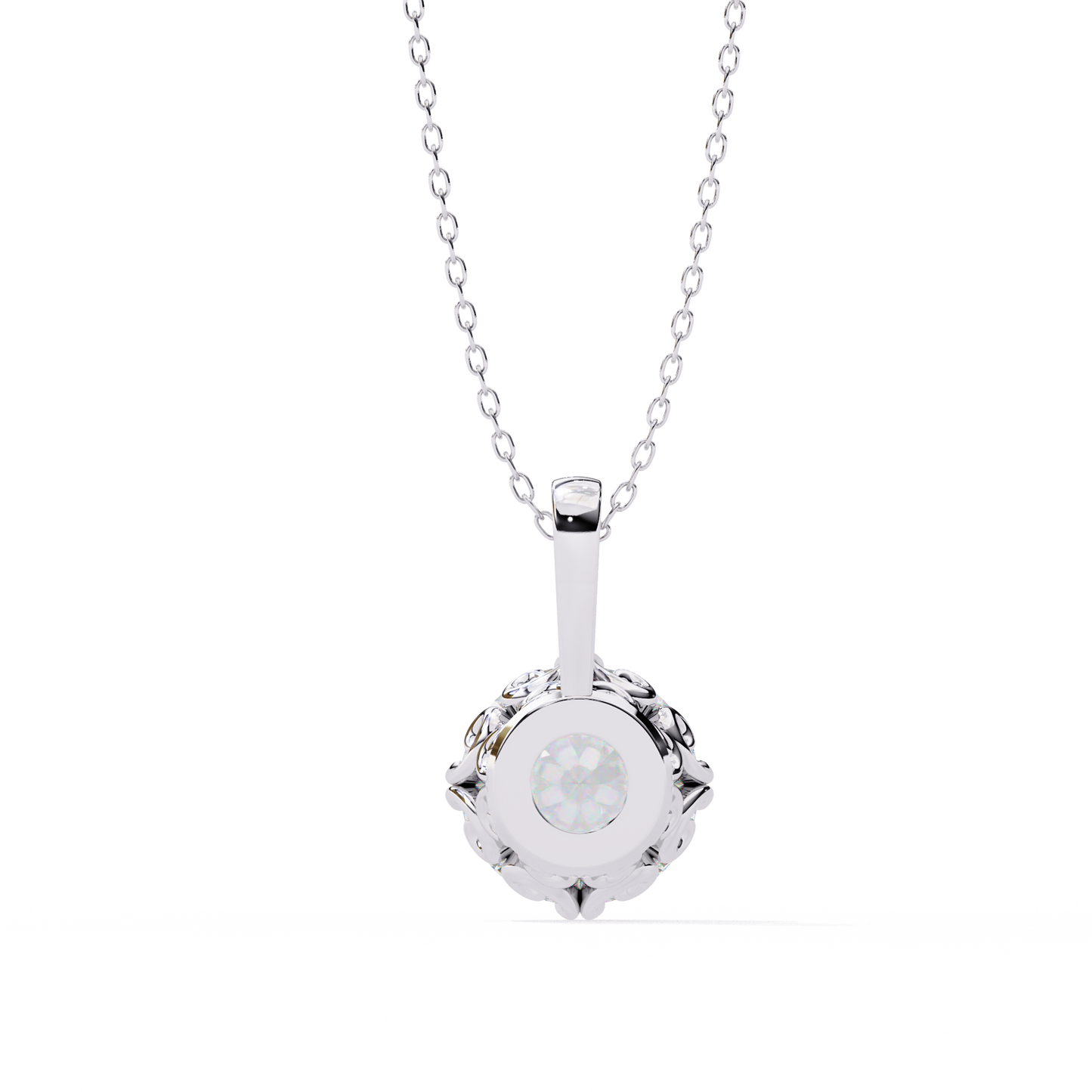 Basket Set Solitaire Necklace | Classic Round Diamond Pendant