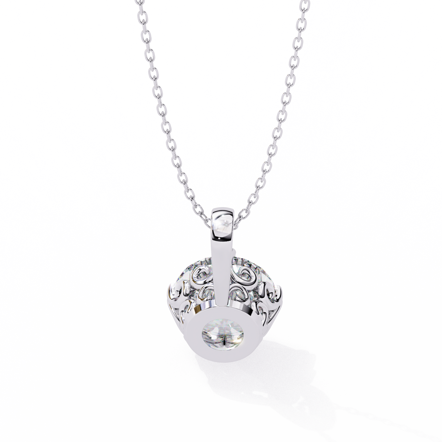 Basket Set Solitaire Necklace | Classic Round Diamond Pendant