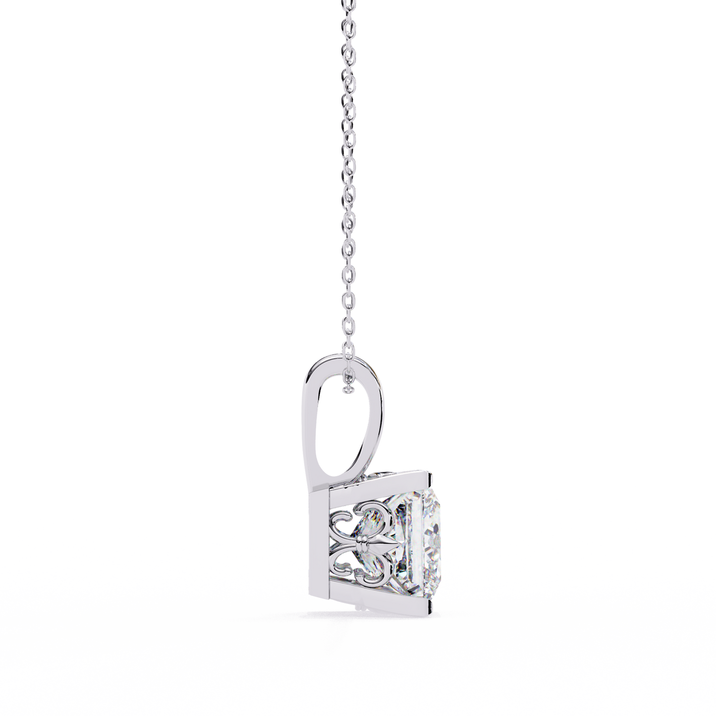 Princess Cut Diamond Solitaire Pendant