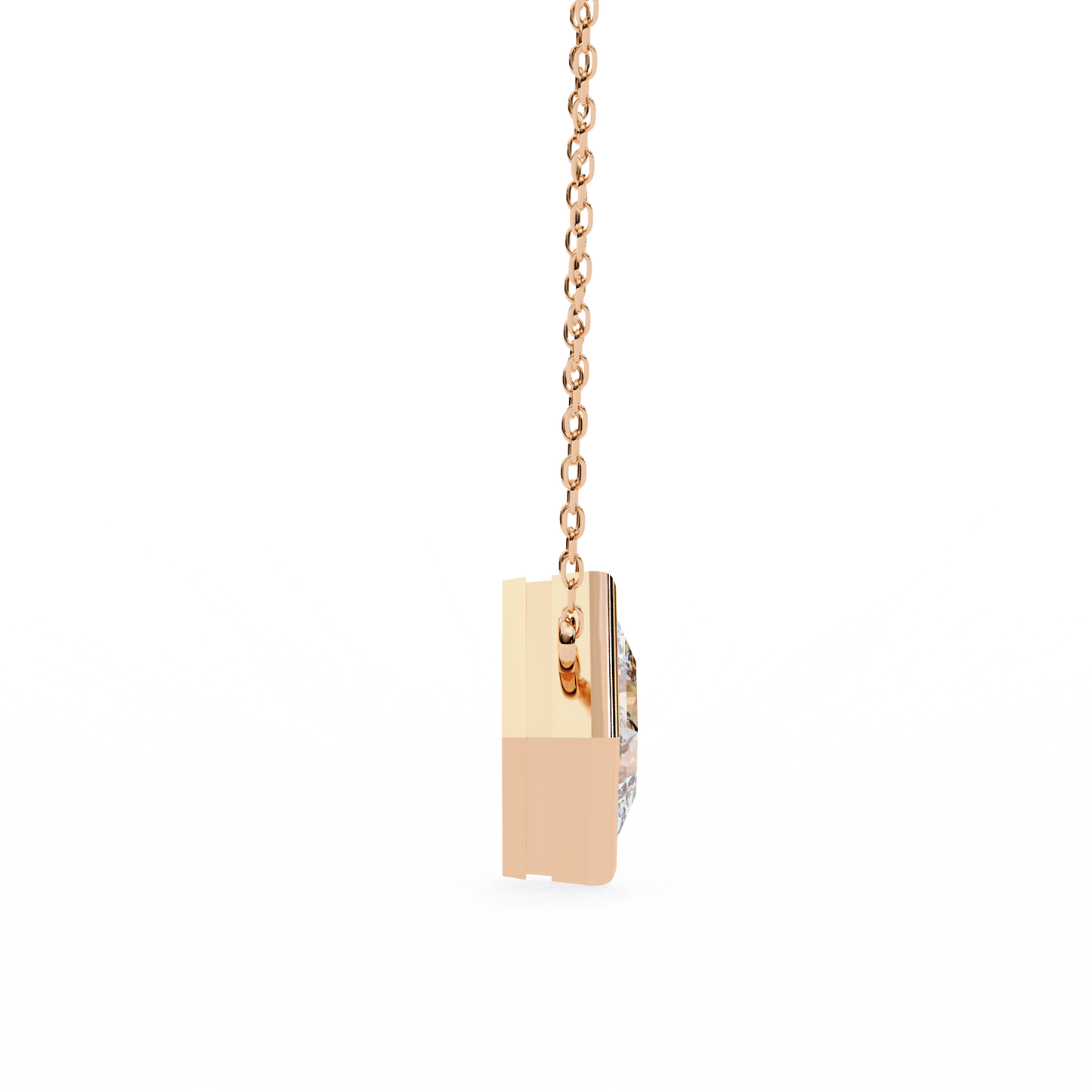 Bezel Set Princess Cut Solitaire Necklace | Floating Square Pendant