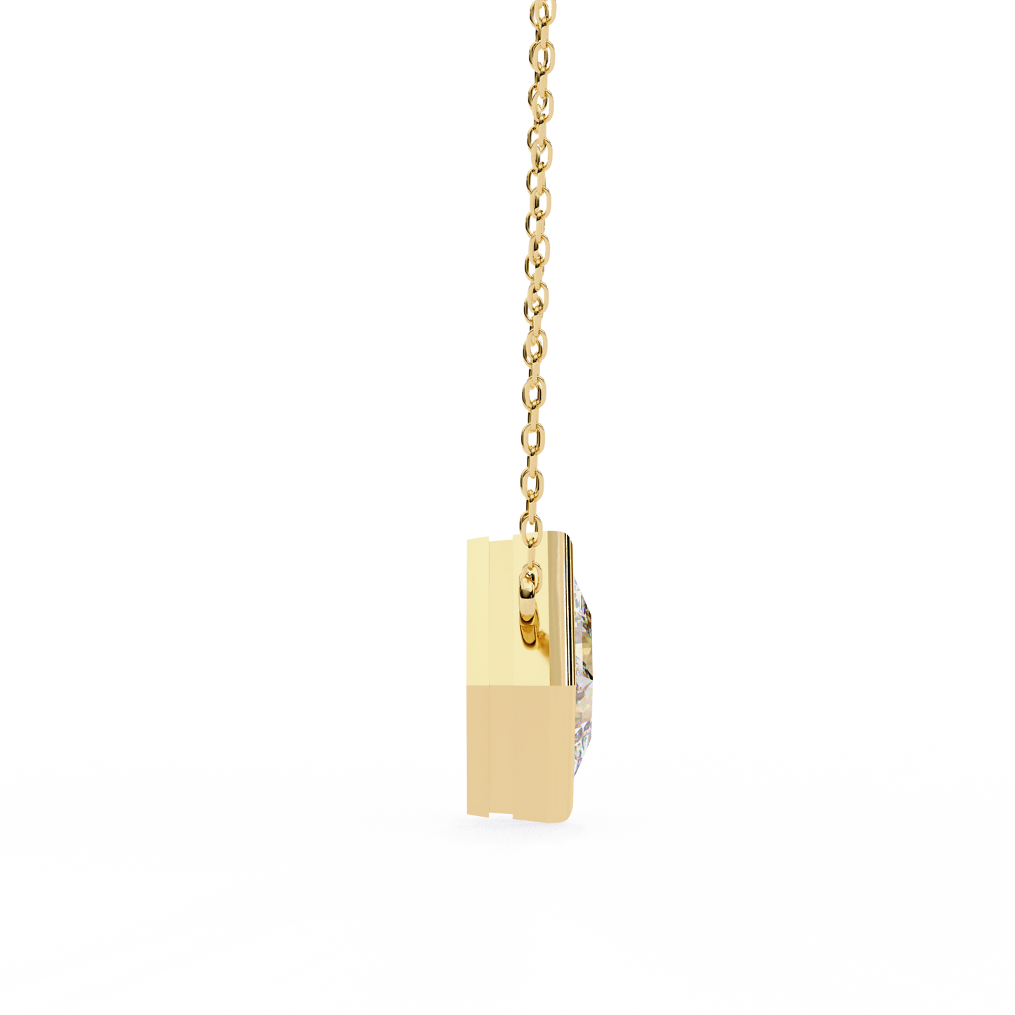 Bezel Set Princess Cut Solitaire Necklace | Floating Square Pendant