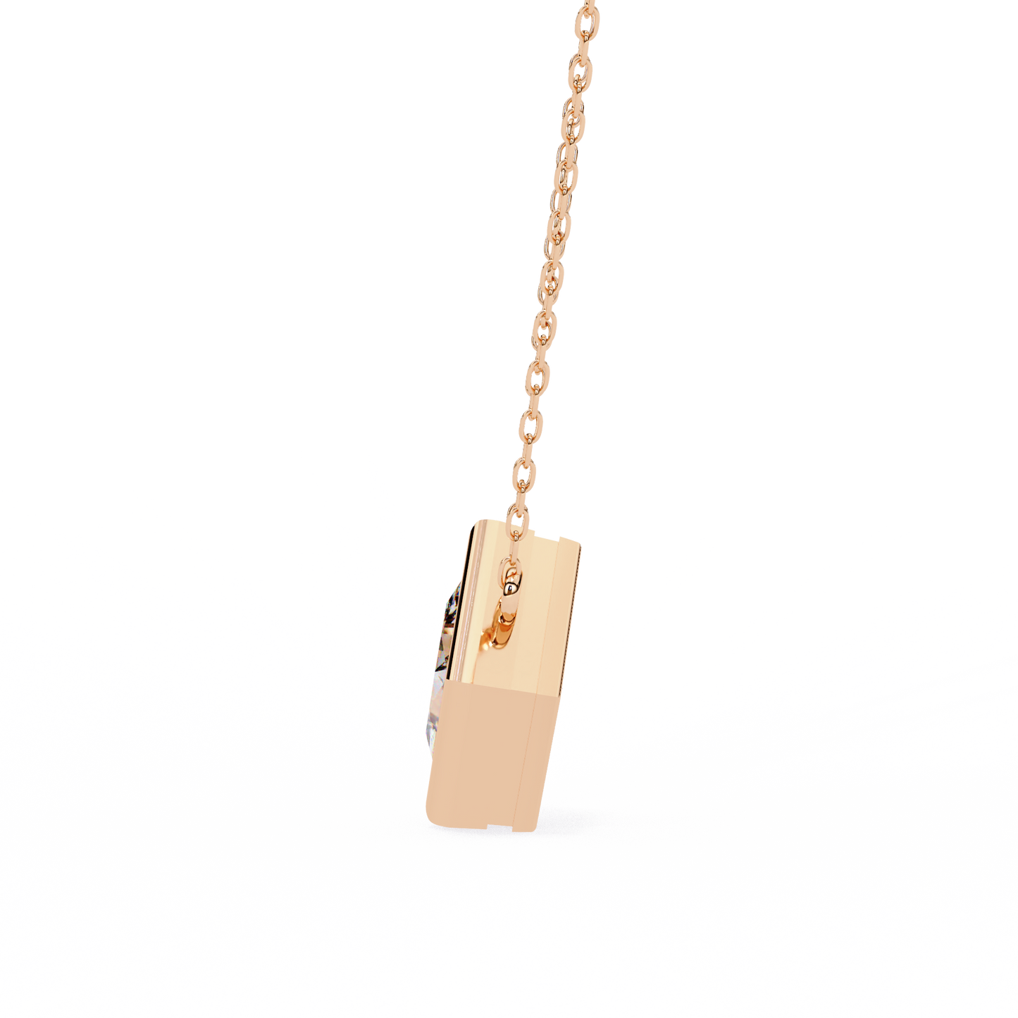 Bezel Set Princess Cut Solitaire Necklace | Floating Square Pendant