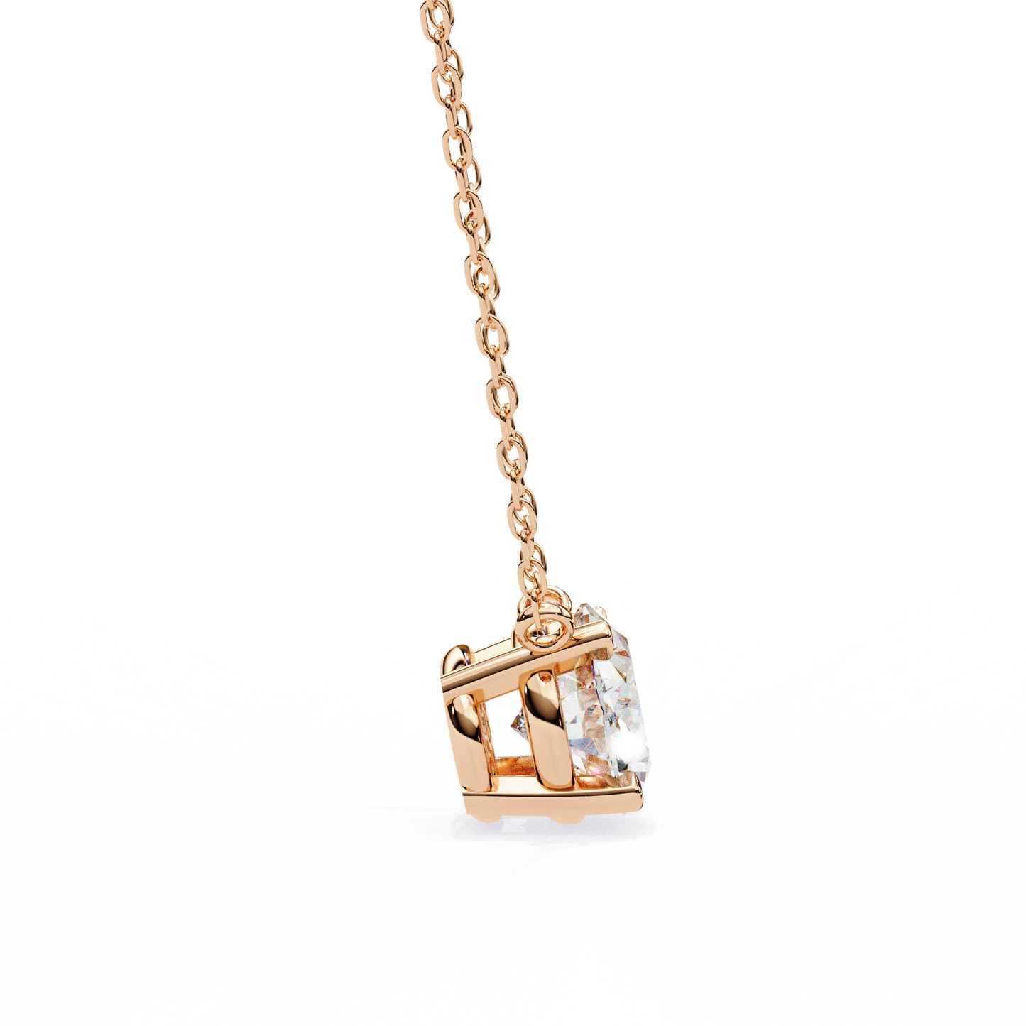 East-West Oval Solitaire Necklace | Modern Floating Pendant