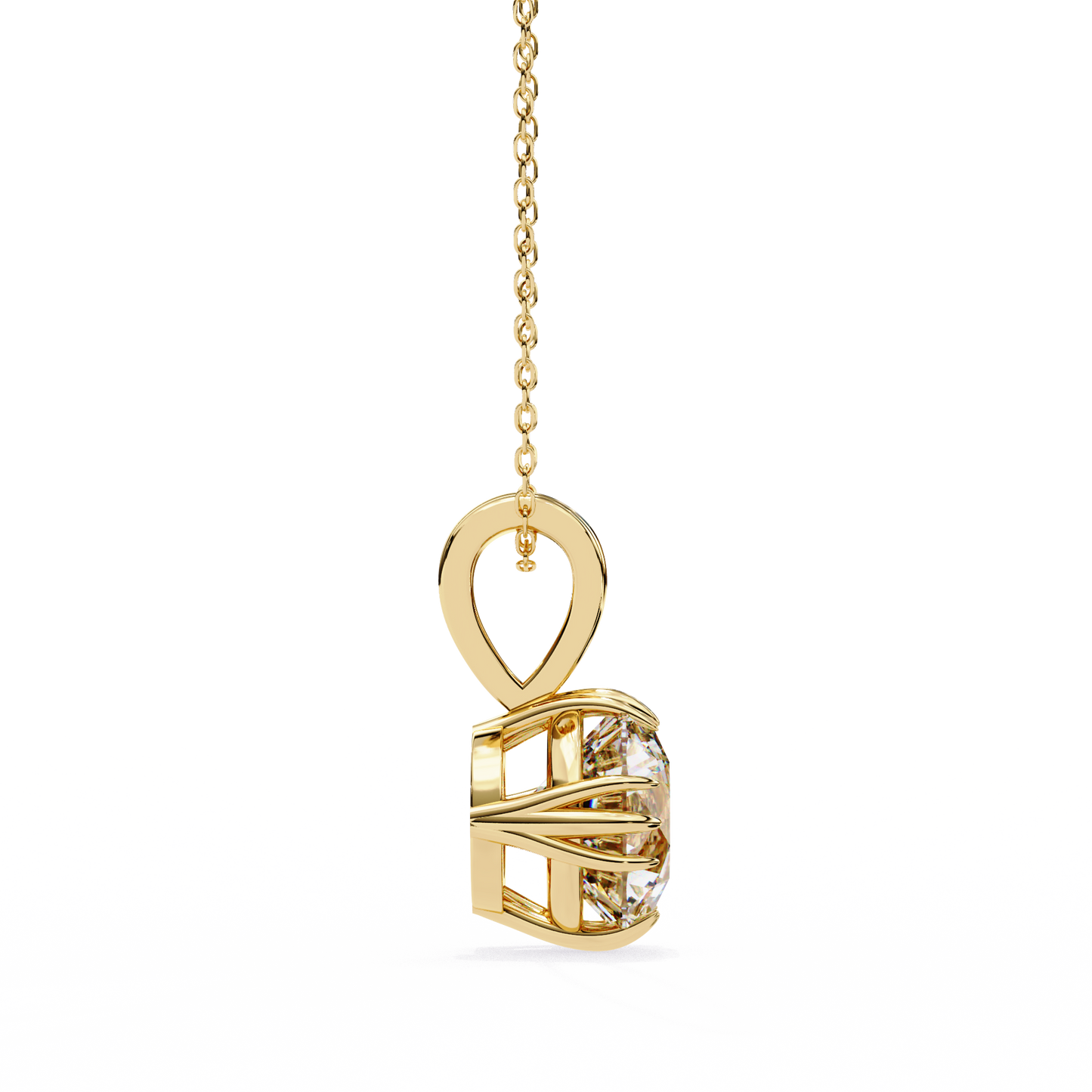 Crown Solitaire Necklace | 6-Prong Round Diamond Pendant
