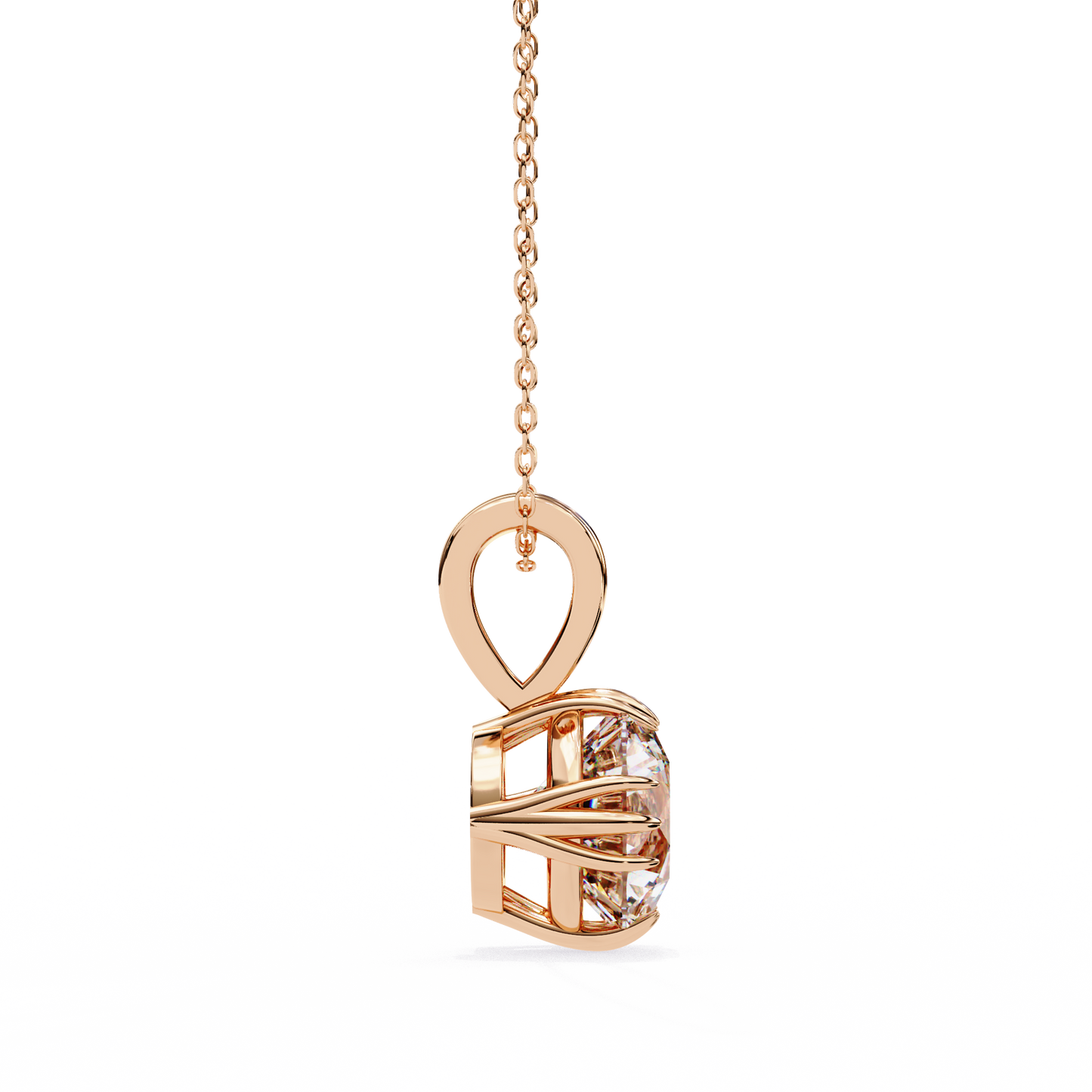 Crown Solitaire Necklace | 6-Prong Round Diamond Pendant