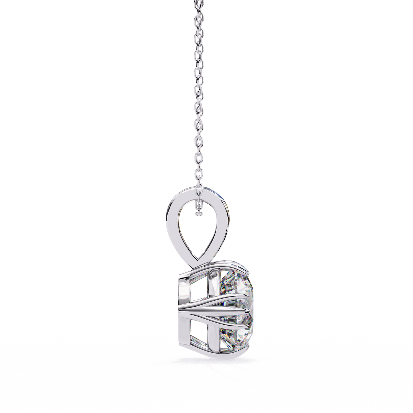 Crown Solitaire Necklace | 6-Prong Round Diamond Pendant