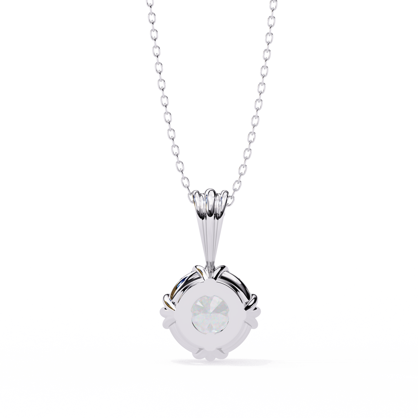 Crown Solitaire Necklace | 6-Prong Round Diamond Pendant