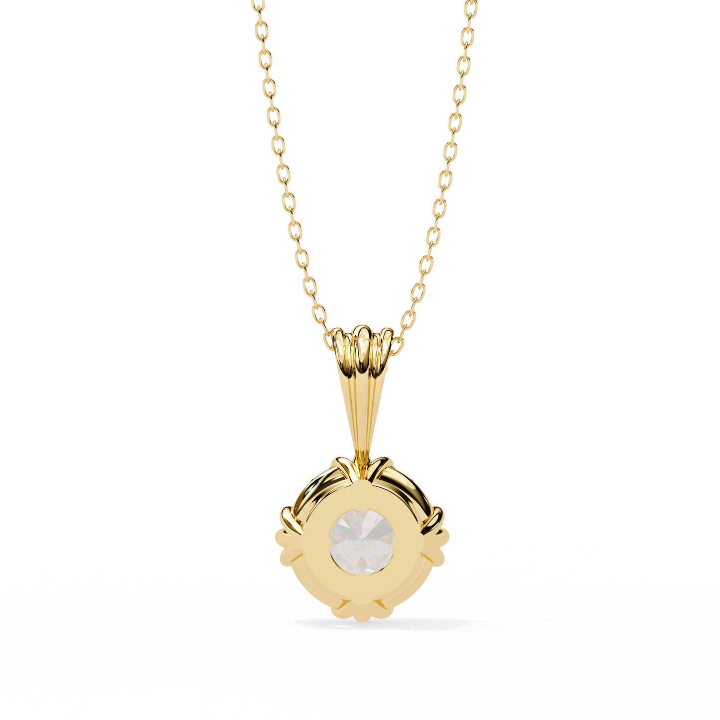 Crown Solitaire Necklace | 6-Prong Round Diamond Pendant