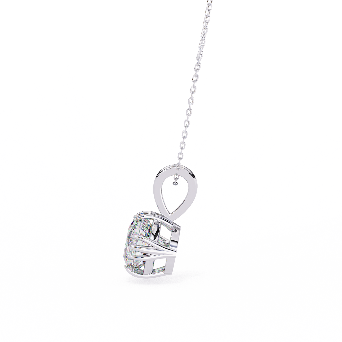 Crown Solitaire Necklace | 6-Prong Round Diamond Pendant