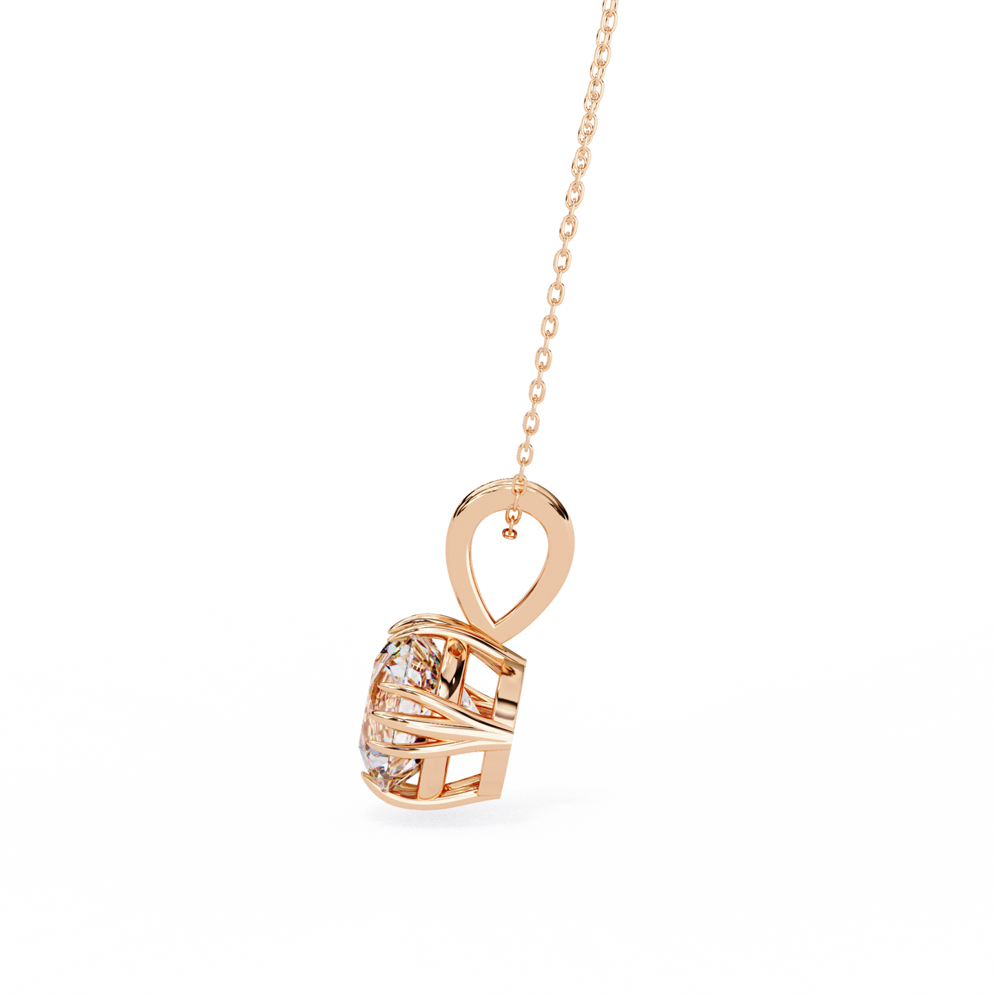 Crown Solitaire Necklace | 6-Prong Round Diamond Pendant