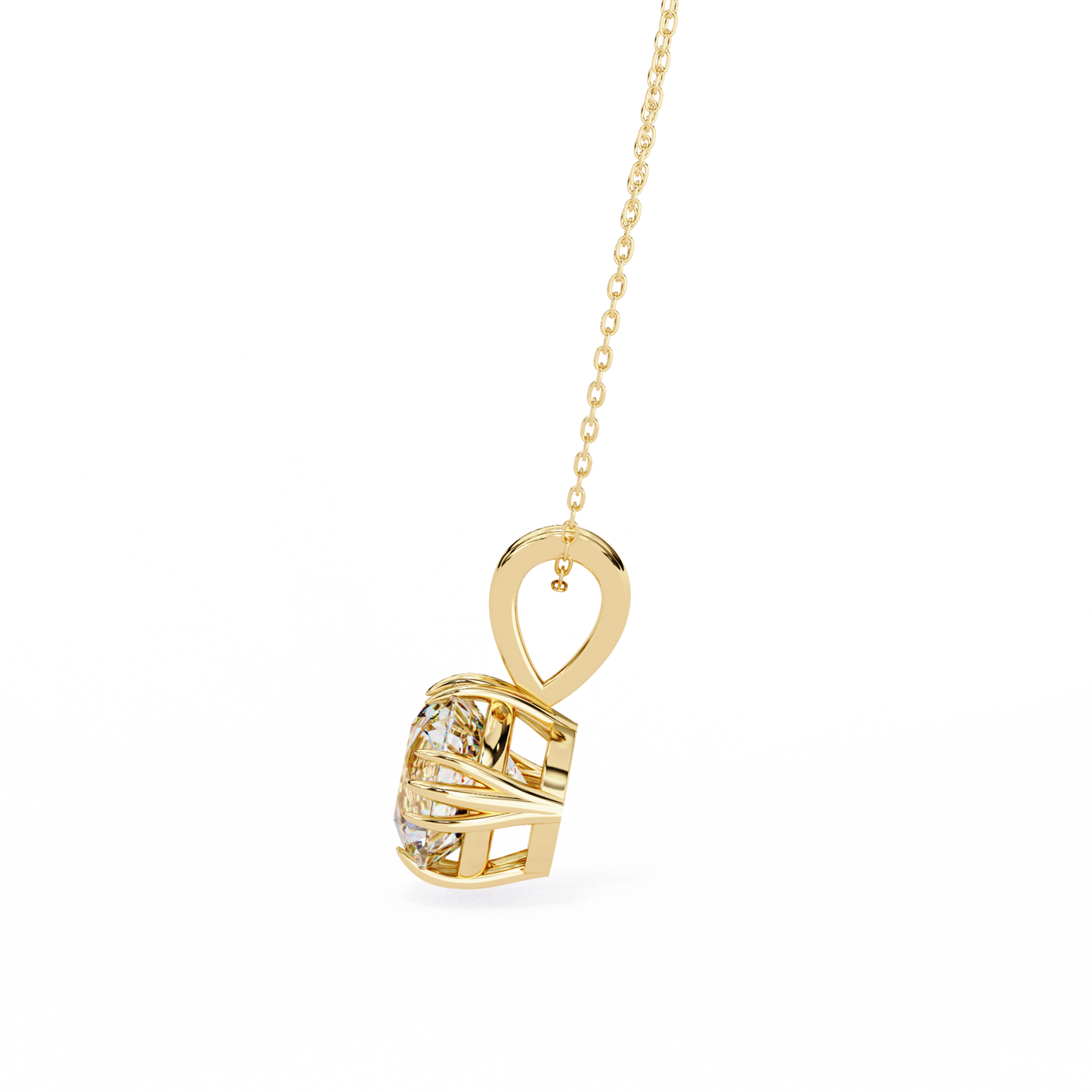 Crown Solitaire Necklace | 6-Prong Round Diamond Pendant