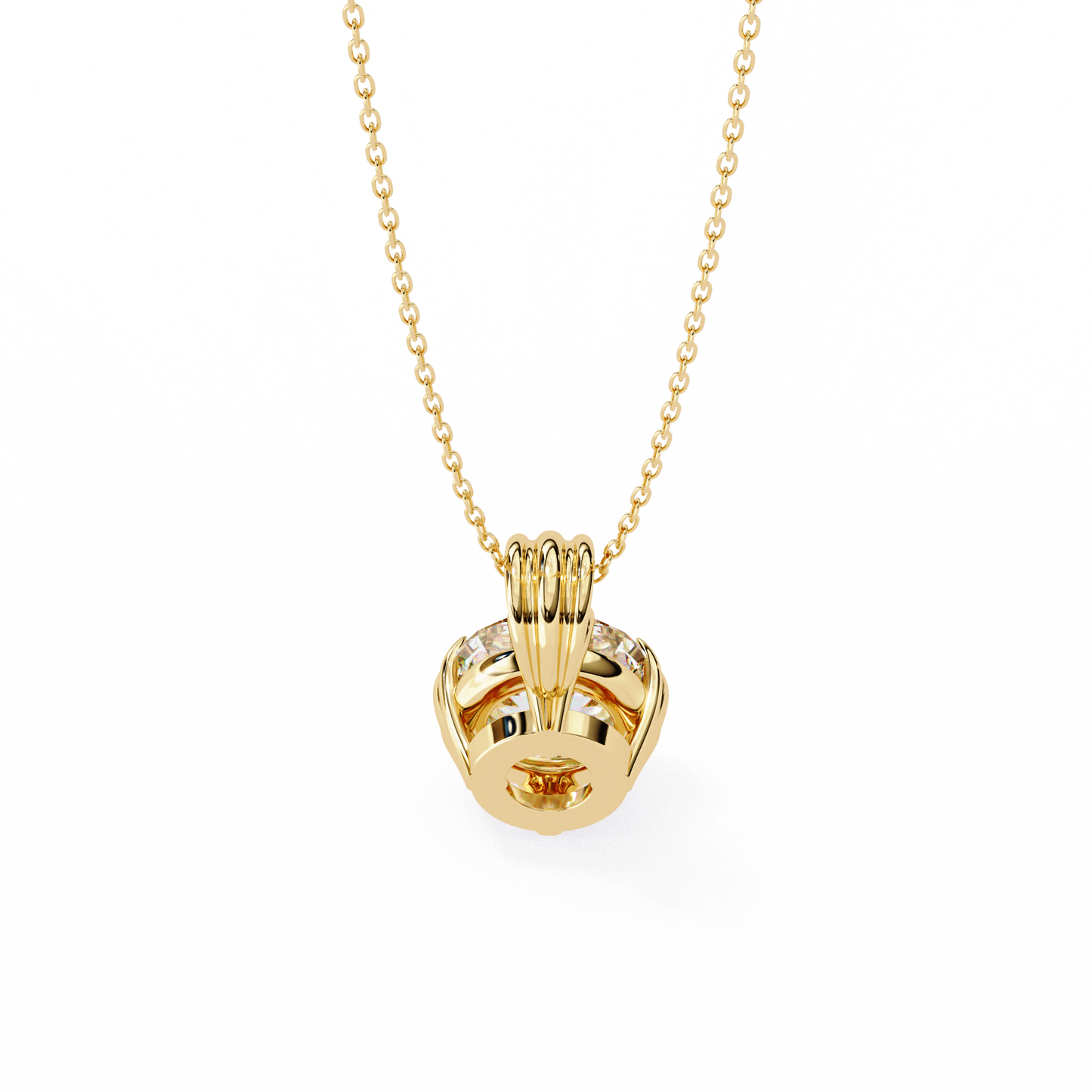 Crown Solitaire Necklace | 6-Prong Round Diamond Pendant