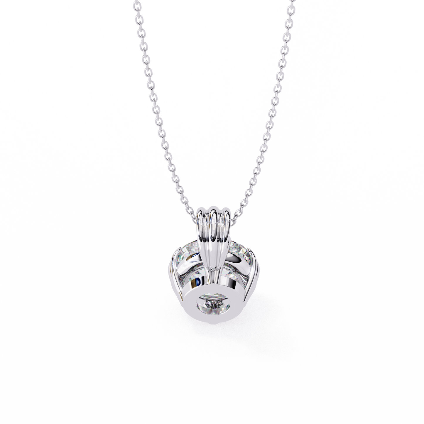 Crown Solitaire Necklace | 6-Prong Round Diamond Pendant