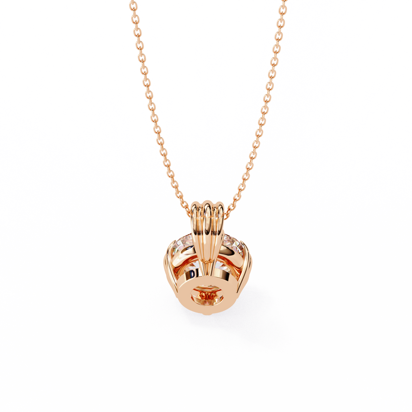 Crown Solitaire Necklace | 6-Prong Round Diamond Pendant