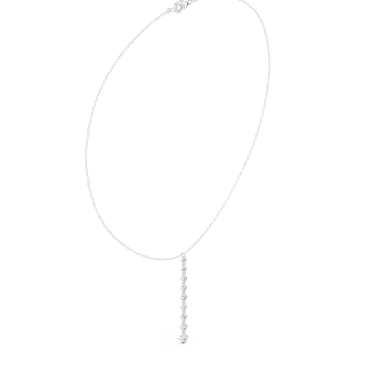 Diamond Halo Station Lariat Necklace