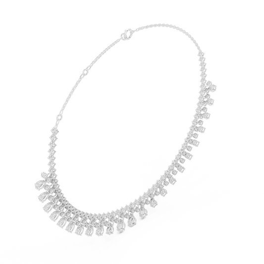 Graduated Pear Diamond Drop Necklace