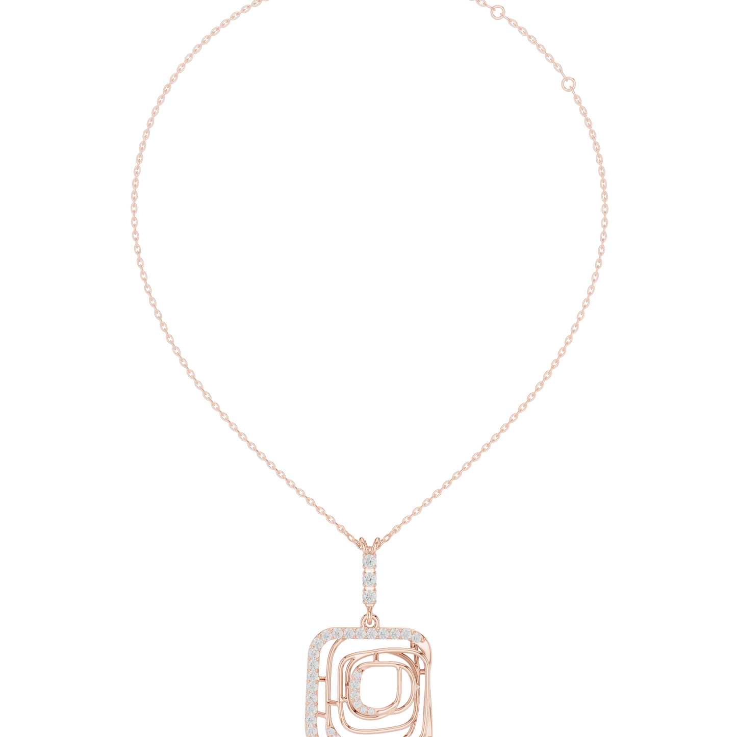 Geometric Diamond Statement Pendant Necklace