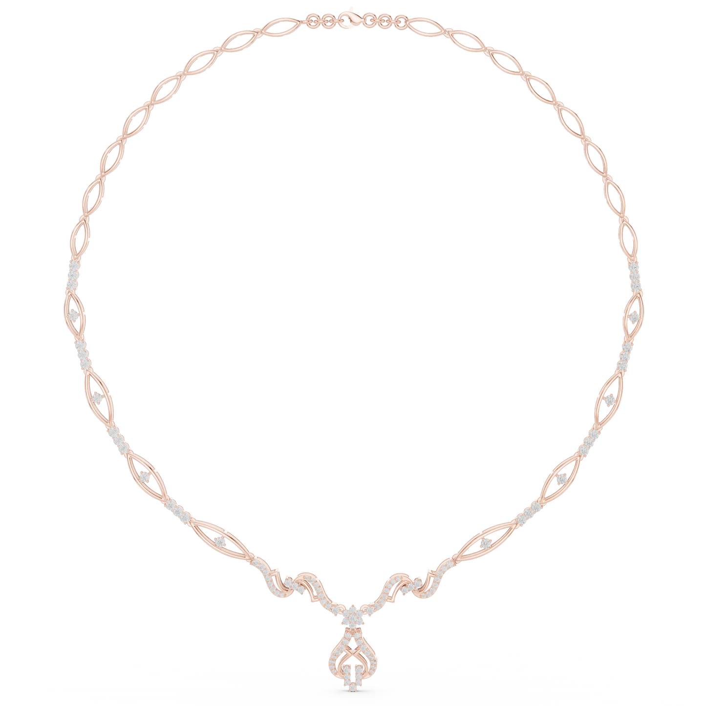 Ornate Diamond Infinity Link Pendant Necklace