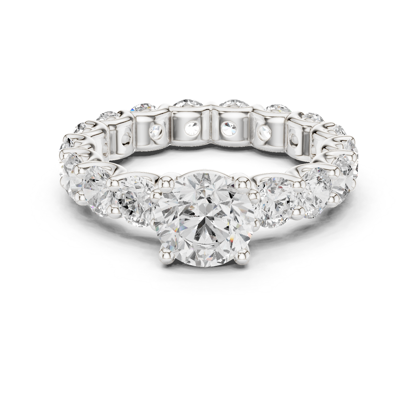 Round Diamond Ring with Shared Prong Eternity Band