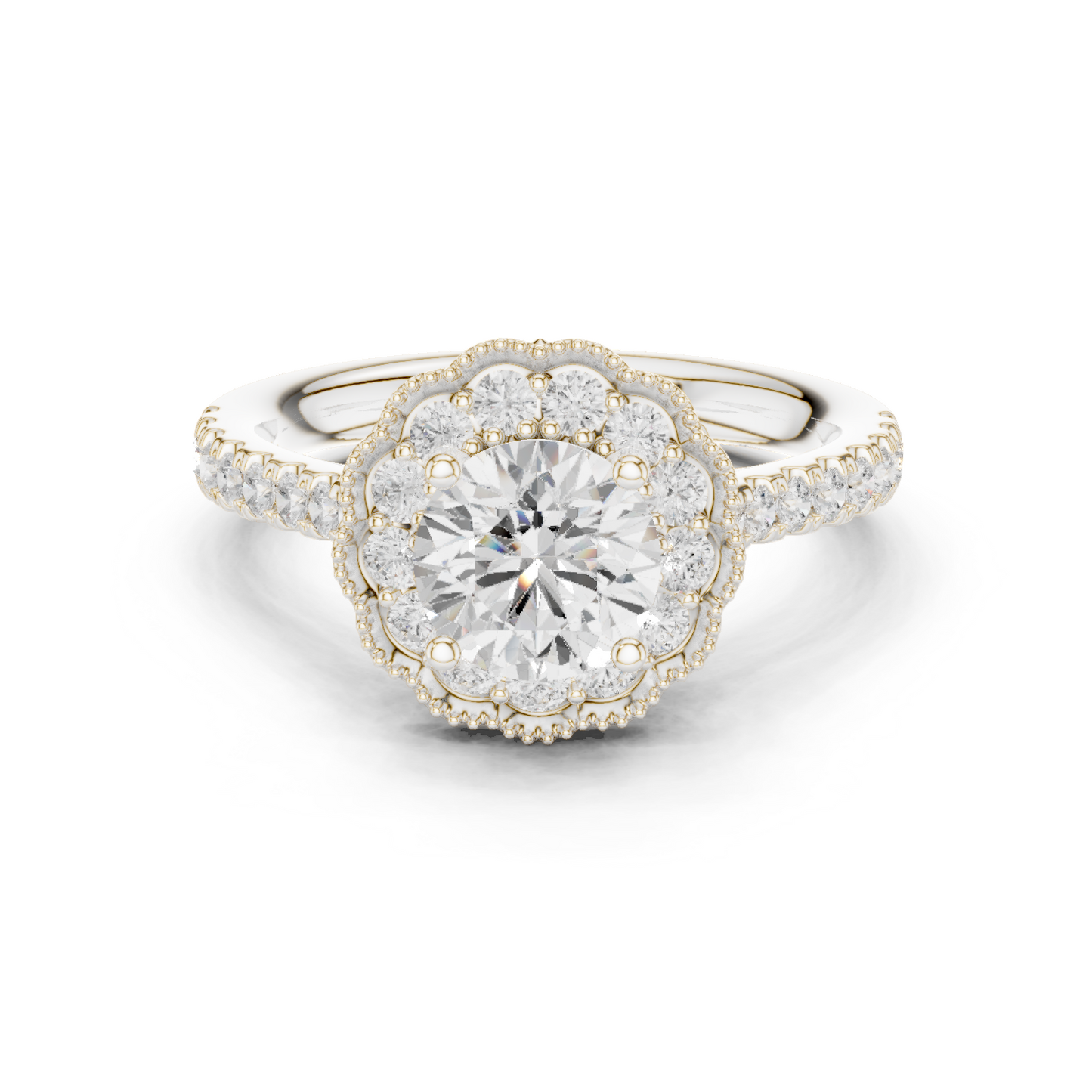 Round Floral Halo Vintage Ring