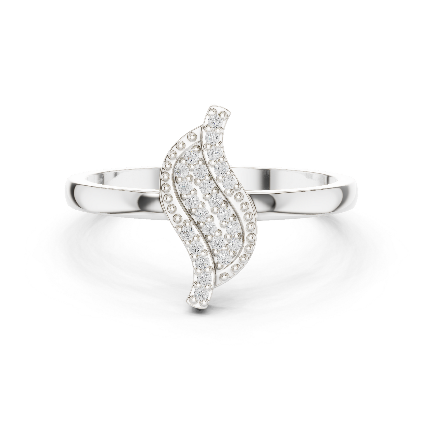Diamond Leaf Ring with Milgrain Detail