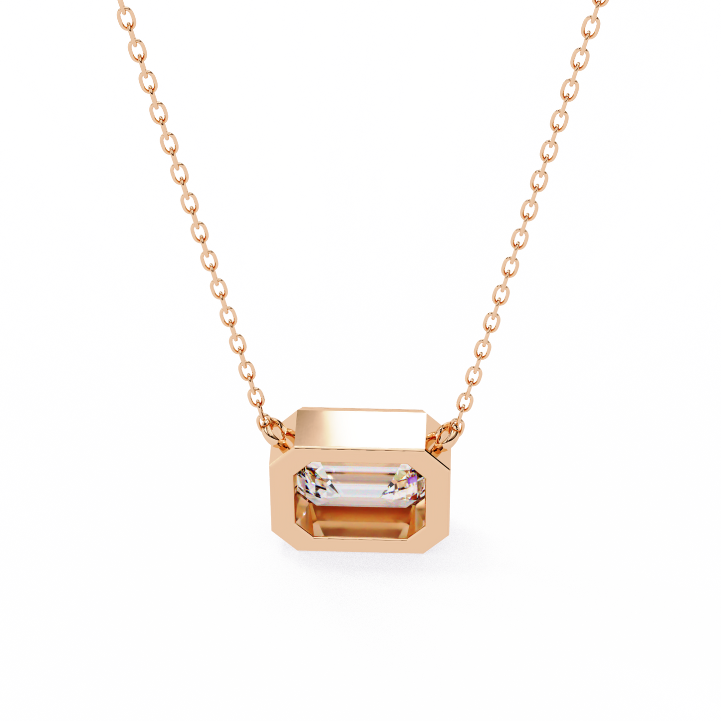 Emerald Cut Solitaire Necklace