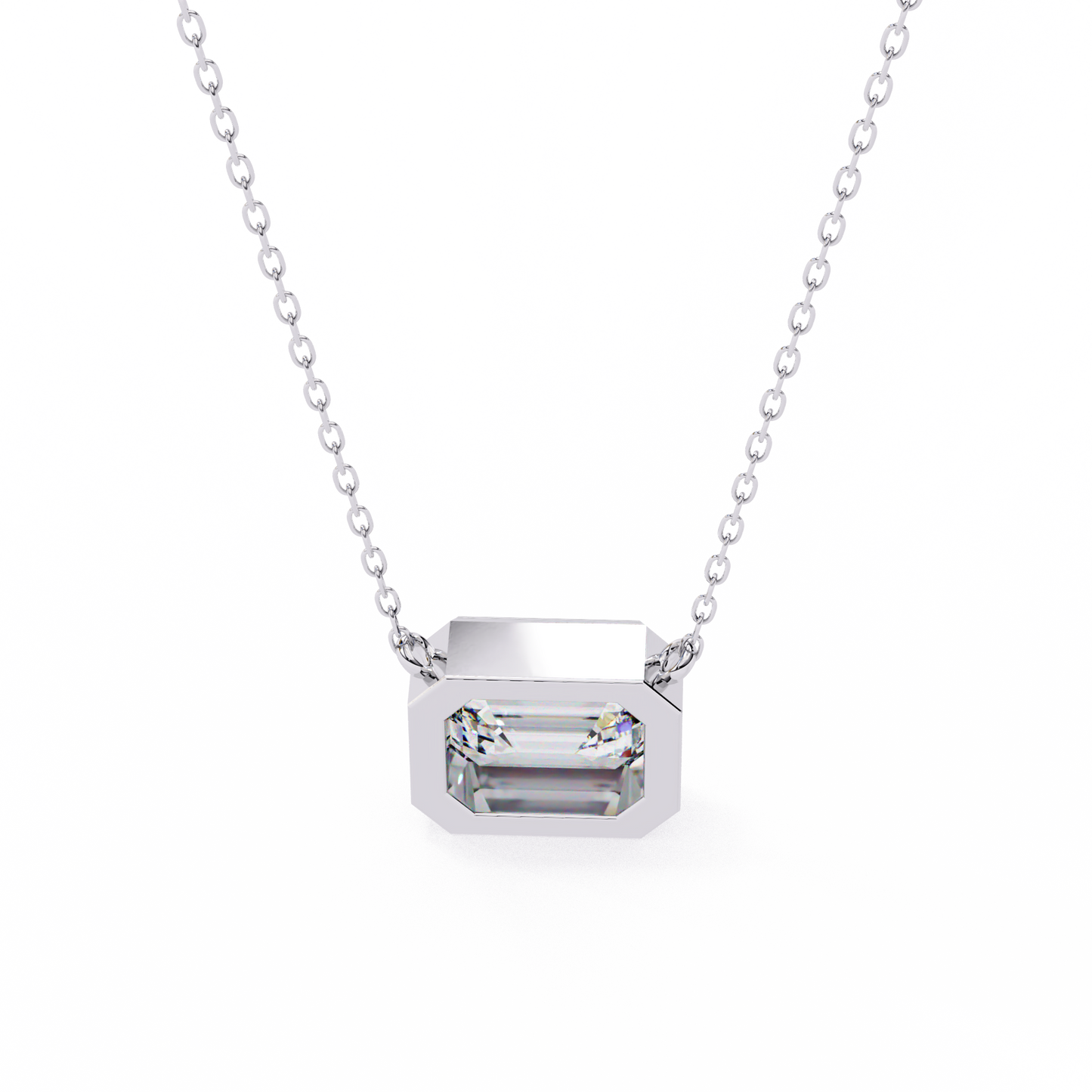 Emerald Cut Solitaire Necklace