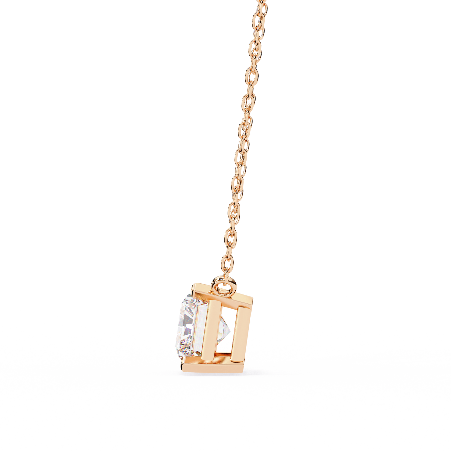 East-West Radiant Cut Solitaire Necklace | Modern Horizontal Pendant