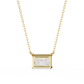 East-West Radiant Cut Solitaire Necklace | Modern Horizontal Pendant