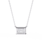 East-West Radiant Cut Solitaire Necklace | Modern Horizontal Pendant