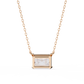 East-West Radiant Cut Solitaire Necklace | Modern Horizontal Pendant