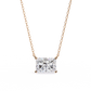 East-West Radiant Cut Solitaire Necklace | Modern Horizontal Pendant