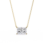 East-West Radiant Cut Solitaire Necklace | Modern Horizontal Pendant