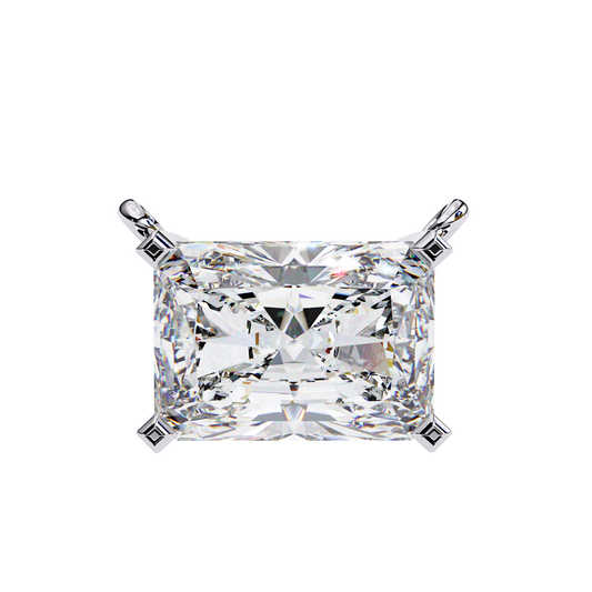East-West Radiant Cut Solitaire Necklace | Modern Horizontal Pendant