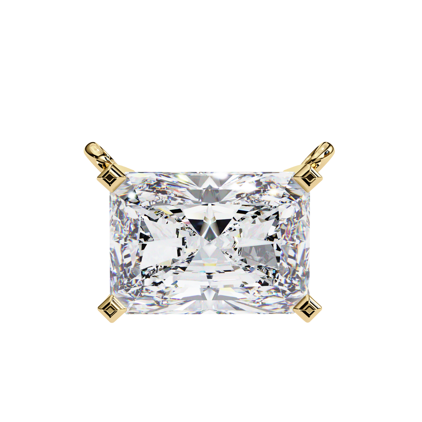 East-West Radiant Cut Solitaire Necklace | Modern Horizontal Pendant
